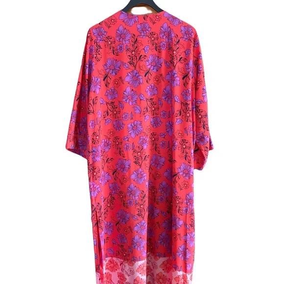Jessica Simpson Red & Purple Floral Kimono/Robe size L/XL - Picture 2 of 8